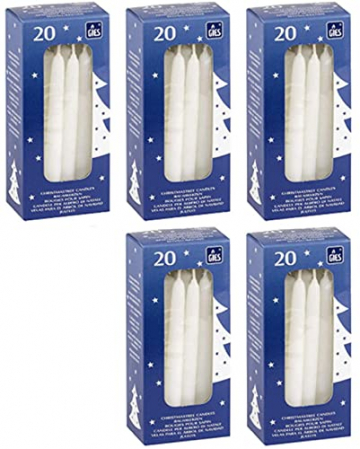 Baumkerzen selbstlöschend rot, weiss, champagner, bordeux oder Bienenwachs Weihnachtskerzen Christbaum Wachs Weihnachtskerzen Pyramidenkerzen Christbaumkerzen, Baumkerzen:weiss 100er Pack - 1