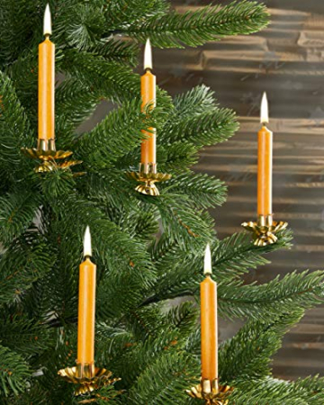 Brubaker 20er Pack Baumkerzen 10% Bienenwachs Weihnachtskerzen Pyramidenkerzen Christbaumkerzen Honig-Gelb - 6