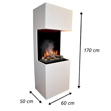 GLOW FIRE Beethoven Elektrokamin Opti Myst 3D Wasserdampf Feuer Opti-myst Cassette 600, elektrischer Raumteiler Standkamin mit Fernbedienung | Regelbarer Flammeneffekt, 60 cm, Weiß - 5