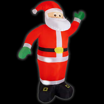KESSER® Aufblasbarer Weihnachtsmann XXL 250cm LED beleuchtet inkl. Befestigungsmaterial Weihnachtsdekoration Weihnachtsdeko Figur, geräuscharmes Gebläse, Nikolaus Santa witterungsbeständig IP44 - 6