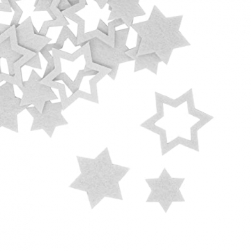 Oblique Unique® 24 Filz Sterne Weihnachtsdeko Tischdeko Weihnachten Deko 3 Motive - Farbe wählbar (Weiß) - 1