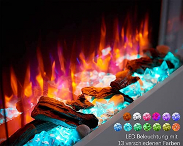 RICHEN Alva Elektrokamin - Elektrischer Wandkamin mit Heizung 1000/2000 W, realistischer 3D-Flammeneffekt, LED-Beleuchtung, Fernbedienung programmierbar, Timer, Thermostat - Betongrau - 5