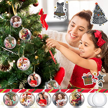 10 Stücke Weihnachten Klar Ball Ornamente Befüllbar Ornament Ball Klar Kunststoff Weihnachten Kugeln Weihnachtsbaum Hängende Ball Ornamente mit Golden Linie für Fotos Bilder Handwerk Dekor - 2