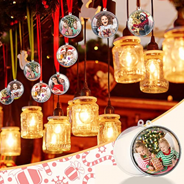 10 Stücke Weihnachten Klar Ball Ornamente Befüllbar Ornament Ball Klar Kunststoff Weihnachten Kugeln Weihnachtsbaum Hängende Ball Ornamente mit Golden Linie für Fotos Bilder Handwerk Dekor - 3