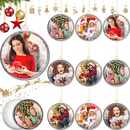 10 Stücke Weihnachten Klar Ball Ornamente Befüllbar Ornament Ball Klar Kunststoff Weihnachten Kugeln Weihnachtsbaum Hängende Ball Ornamente mit Golden Linie für Fotos Bilder Handwerk Dekor - 1