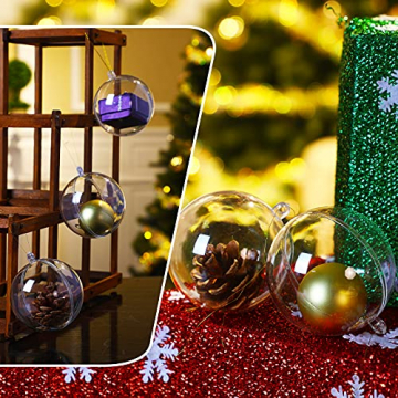 10 Stücke Weihnachten Klar Ball Ornamente Befüllbar Ornament Ball Klar Kunststoff Weihnachten Kugeln Weihnachtsbaum Hängende Ball Ornamente mit Golden Linie für Fotos Bilder Handwerk Dekor - 6