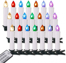 20er Weinachten LED Kerzen Kabellos RGB Weihnachtskerzen Christbaumkerzen Dimmen Flackern Baumkerze-Set,LED-Lichtfarbe RGB + warmweiß - 1