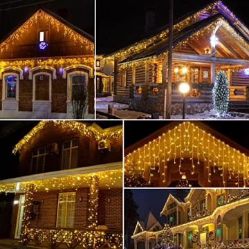 20M 540LEDs Lichtvorhang Eisregen Lichterkette Außen Weihnachten Eiszapfen Lichterkette mit 108 Tropfen, Indoor Easter Urlaub Hochzeit Dekorationen, Warmweiß - 6