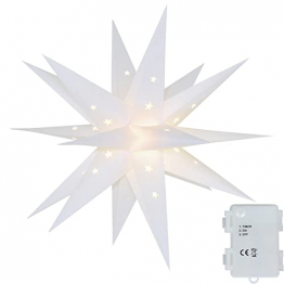 3D Weihnachtsstern Beleuchtet Fenster Batterie mit Timer - 45cm led Weihnachtsbaumspitze Stern, Leuchtstern Stern Zum Dekorieren von Weihnachtsbaum, Innenhof, Balkon Und Garten - Qijieda(White) - 1