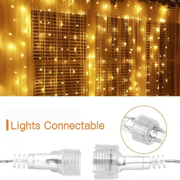 4M LED Lichtervorhang Erweiterbar, GlobaLink Led Eisregen Lichterkette Außen Weihnachtsbeleuchtung Warmweiß IP44 mit Stecker 8 Modi für Zimmer Balkon Terrase Party Weihnachten Innen und außen Deko - 8