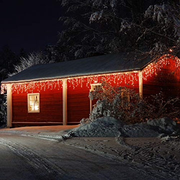 600LED Lichterkette Eisregen Icicle Warmweiß 15 Meter 8 Programme Weihnachtsbeleuchtung, Lichtfarbe:warmweiss - 3