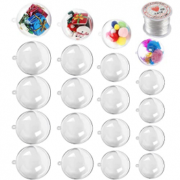 Acrylkugeln zum Befüllen, ZoneYan 20PCS Plastikkugeln zum Befüllen, Weihnachtskugeln Acryl, Acrylkugeln Transparent, DIY Kugeln Plastik, Christbaumkugeln Transparent, Acrylkugeln Teilbar-5,6,7,8cm - 1