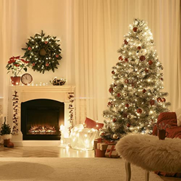 ANSIO® Lichterkette außen Innen 10m 100 LED lichterkette Weihnachtsbaum Lichtketten Strom Für Weihnachten, balkon, fenster, Weihnachtsdekoration | Warmweiß Weihnachtsbeleuchtung | Klar Kabel - 7
