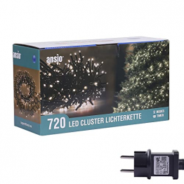 ANSIO® Lichterkette außen Innen 9m 720 LED Cluster lichterkette Weihnachtsbaum Lichtketten Strom Für Weihnachten, balkon, fenster, Weihnachtsdekoration | Warmweiß Weihnachtsbeleuchtung | Grünes Kabel - 1