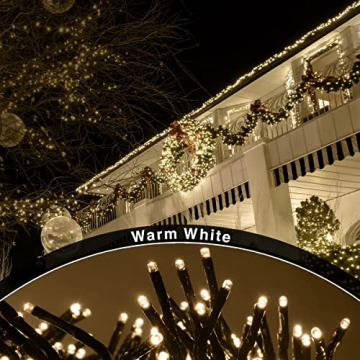 ANSIO® Lichterkette außen Innen 9m 720 LED Cluster lichterkette Weihnachtsbaum Lichtketten Strom Für Weihnachten, balkon, fenster, Weihnachtsdekoration | Warmweiß Weihnachtsbeleuchtung | Grünes Kabel - 5