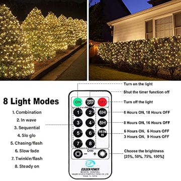 Bzavor Led Lichterkette Strom 50M 500 LED mit Fernbedienung Timer Merkfunktion Lichterkette IP65 Wasserdicht für Innen Außen,Niederspannung, Lichterkette für Party Weihnachten Garten Zimmer Warmweiß - 4