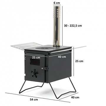 CampFeuer Zeltofen | 54 x 40 x 259,5 cm | schwarz | Tragbarer Holzofen für Camping, Outdoor, Zelt | Zeltheizung Camping, Zeltofen Holz, Tent Stove, Zelt Ofen Outdoor - 4