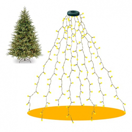 Christbaumbeleuchtung mit Ring, 280 LEDs Weihnachtsbaum Lichterkette mit 8 Stränge 2m Tannenbaum lichterkette Weihnachtsbeleuchtung Lichternetz für 150cm-240cm Baum, Warmweiß - 1