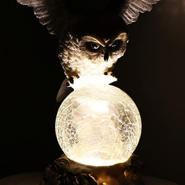 com-four® LED-Figur Eule mit Glaskugel - LED Beleuchtung zum Hinstellen - dekorative Weihnachtsfigur - 2