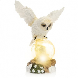 com-four® LED-Figur Eule mit Glaskugel - LED Beleuchtung zum Hinstellen - dekorative Weihnachtsfigur - 1