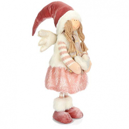 com-four® Weihnachtsdeko Engel Figur - Weihnachtsfigur stehend - Dekofigur zu Weihnachten - Weihnachtswichtel Dekoration - 60 cm [Farbauswahl variiert!] (Größe 5 - Engel rosa) - 1