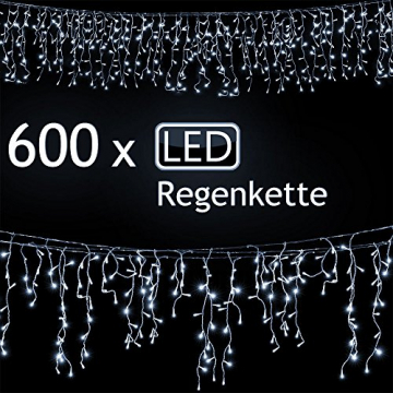 Deuba LED Lichterkette Regen 20m kaltweiß 600 LED Innen Außen Lichterregen Regenlichterkette Weihnachtsdeko Weihnachten - 4