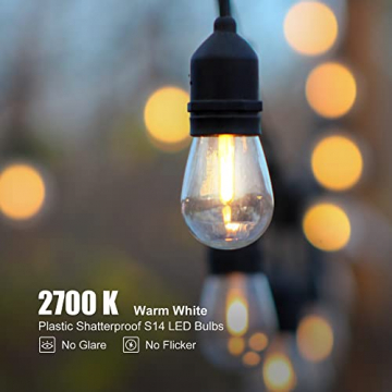 DGE 15M S14 LED Lichterkette Außen,15+3 1W 2 Pin Plug-in LED Birnen Lichterkette Glühbirnen Aussen,Lichterkette Beleuchtung Garten Wasserdichte Dekoration für Außen/Innen Party Café Patio Weihnachten - 5