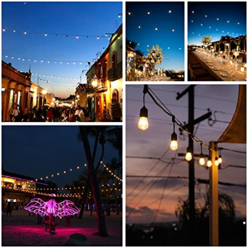 DGE 15M S14 LED Lichterkette Außen,15+3 1W 2 Pin Plug-in LED Birnen Lichterkette Glühbirnen Aussen,Lichterkette Beleuchtung Garten Wasserdichte Dekoration für Außen/Innen Party Café Patio Weihnachten - 8