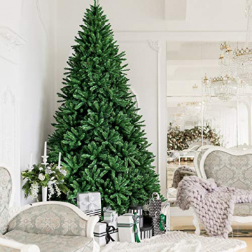 DREAMADE 270cm Klappbarer Weihnachtsbaum, Künstlicher Tannenbaum aus PVC, Kunst Christbaum für Zuhause/Outdoor, Festtagsdekoration mit Metallständer, Grün - 3