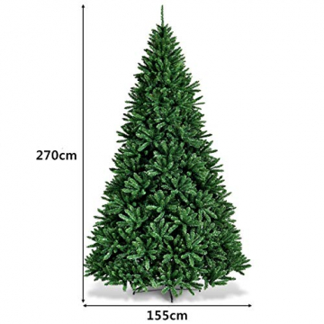 DREAMADE 270cm Klappbarer Weihnachtsbaum, Künstlicher Tannenbaum aus PVC, Kunst Christbaum für Zuhause/Outdoor, Festtagsdekoration mit Metallständer, Grün - 6