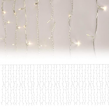 ECD Germany LED Lichtervorhang 2x1,5m 240 Warmweiße LEDs 12 Funktionen, Weihnachten Eiszapfen Lichterkette LED Lichterkettenvorhang Eisregen Vorhang Weihnachtsbeleuchtung, IP44 Wasserdicht Innen/Außen - 2