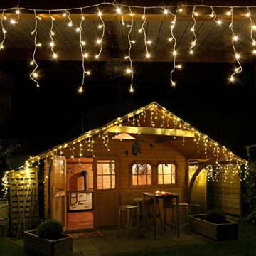 GARTENPIRAT Eisregen Lichterkette 6 m mit 240 LED Weihnachtsbeleuchtung warmweiß außen - 6
