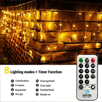 Geemoo Eiszapfen Lichterkette Außen Warmweiß, 360 LED Weihnachtsbeleuchtung Lichtervorhang Eisregen Lichterkette Stecker mit Fernbedienung, 8 Modi Dimmbar für Innen und Außen Deko - 3