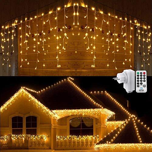 Geemoo Eiszapfen Lichterkette Außen Warmweiß, 360 LED