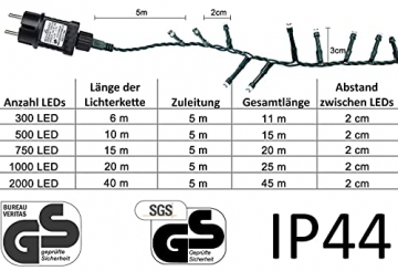 gresonic-Led-Cluster-Lichterkette-Strombetrieb Deko für Innen Außen Garten Weihnachtsbaum Hochzeit (500LED, Warmweiss Dauerlicht) - 2