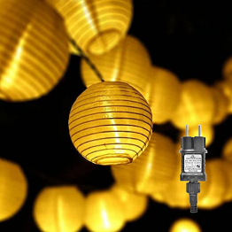 Gresonic Lichterkette Lampion/Laternen Deko für Garten Weihnachten Party Hochzeit Innen und Außen mit dem Stecker (20LED Netzanschluss, Warmweiss) - 1