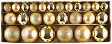 HEITMANN DECO 26er Set Christbaumkugeln 4/6/8 cm Weihnachtsdeko - Weihnachtsschmuck zum Aufhängen in verschiedenen Größen - Kunststoffkugeln Gold - 1