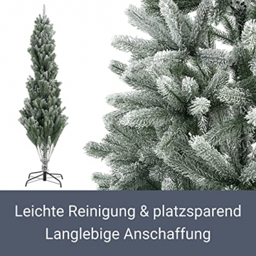 Juskys Weihnachtsbaum Talvi 210 cm hoch — Künstlicher Tannenbaum mit Kunstschnee inkl. Ständer aus Metall — Christbaum für Deko innen aus PE-Kunststoff - 5