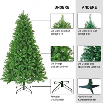 KENSWINO Weihnachtsbaum künstlich, künstlicher Baum, mit Schnellaufbau klappbares Regenschirmsystem, Tannenbaum künstlich 225cm ca.1200 Spitzen, unechter Tannenbaum inkl. Metall Christbaum Ständer… - 5