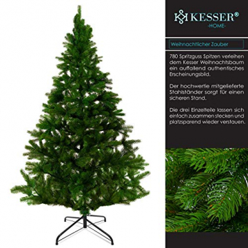 KESSER® Weihnachtsbaum künstlich PE 180cm mit 780 Spitzen , Tannenbaum künstlich Edeltanne Schnellaufbau inkl. Christbaum-Ständer, Weihnachtsdeko – PE grün 1,8m Tanne Weihnachten - 3