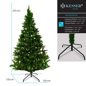 KESSER® Weihnachtsbaum künstlich PE 210cm mit 1246 Spitzen , Tannenbaum künstlich Edeltanne Schnellaufbau inkl. Christbaum-Ständer, Weihnachtsdeko – PE grün 2,1m Tanne Weihnachten - 7