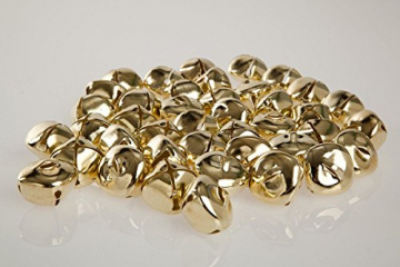 Kleenes Traumhandel 50 Stück 24 mm Kreuzschellen Glöckchen Schellen aus Eisen - mit Öse - Weihnachten (Gold Farbend) - 2