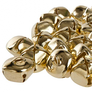 Kleenes Traumhandel 50 Stück 24 mm Kreuzschellen Glöckchen Schellen aus Eisen - mit Öse - Weihnachten (Gold Farbend) - 1