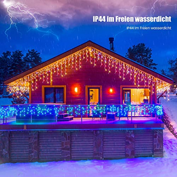 Koicaxy 10m 400 LED Eisregen Lichterkette Außen, Lichtervorhang Aussen Dekorative, IP44 Wasserdicht 8 Modi für Weihnachten Zimmer Party ​Xmas Deko, Weihnachten, Hochzeit, Party - 5