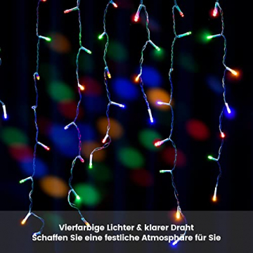 Koicaxy 10m 400 LED Eisregen Lichterkette Außen, Lichtervorhang Aussen Dekorative, IP44 Wasserdicht 8 Modi für Weihnachten Zimmer Party ​Xmas Deko, Weihnachten, Hochzeit, Party - 8
