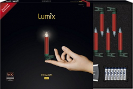 Krinner Premium Mini, kabellose LED-Mini-Christbaumkerzen, Basis-Set mit 12 Kerzen und IR-Fernbedienung, Flackermodus, Rot, Art. 75446 - 1