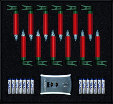 Krinner Premium Mini, kabellose LED-Mini-Christbaumkerzen, Basis-Set mit 12 Kerzen und IR-Fernbedienung, Flackermodus, Rot, Art. 75446 - 10