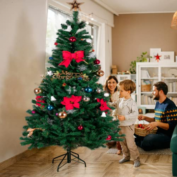 Künstlicher Weihnachtsbaum 180cm, Christbaum mit 800 Ästen aus PVC, Metallständer, flammhemmend Material, Realistisch Tannenbaum künstlich, einfache Montage für Weihnachten Dekoration - 5