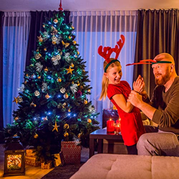 künstlicher Weihnachtsbaum 180cm, künstlicher Christbaum mit Schnee und Tannenzapfen, schwer entflammbarer Tannenbaum mit faltbarem Metallständer, Weihnachtsdekoration für Zuhause, Geschäft, Außen - 6