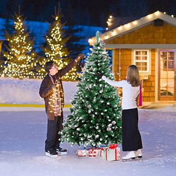 künstlicher Weihnachtsbaum 180cm, künstlicher Christbaum mit Schnee und Tannenzapfen, schwer entflammbarer Tannenbaum mit faltbarem Metallständer, Weihnachtsdekoration für Zuhause, Geschäft, Außen - 7